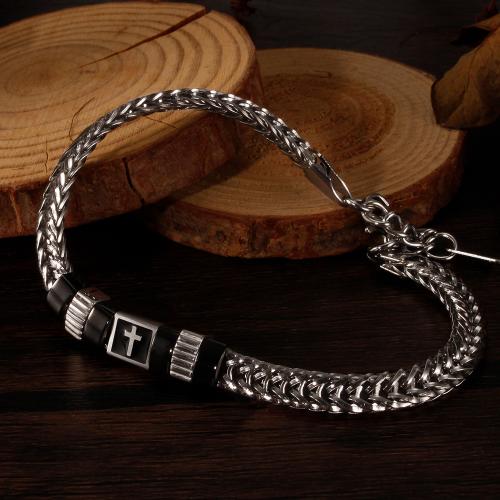 Stainless Steel Jewelry Bracelet 304 Stainless Steel with 35mm extender chain plated fashion jewelry & for man nickel lead & cadmium free mm Length Approx 215 mm Sold By PC