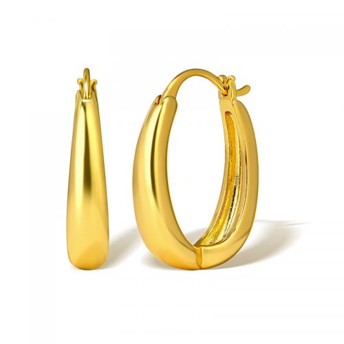 Messing Spring hoop oorbellen, plated, voor vrouw, gouden, Verkocht door pair