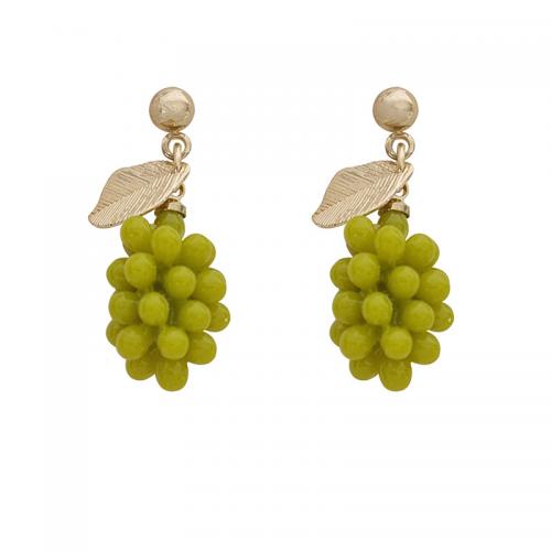 Zinc Alloy Stud Earring with Resin Grape plated for woman golden Sold By Pair