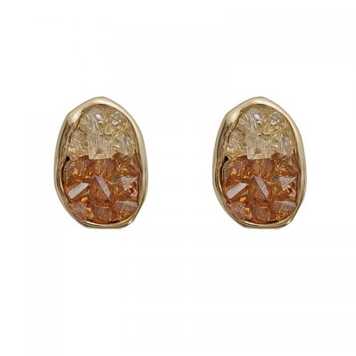Zinc Alloy Stud Earring with Glass plated for woman gold Sold By Pair