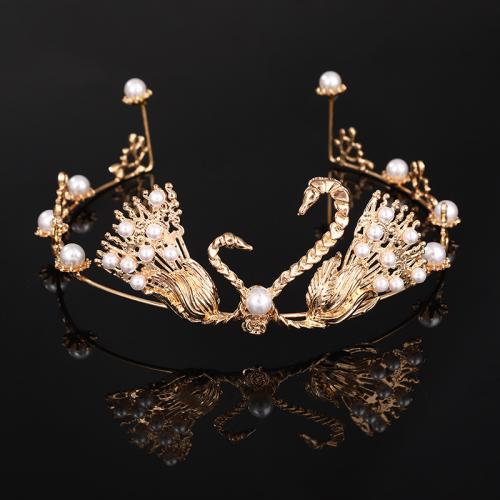 Bridal Tiaras Zinc Alloy with ABS Plastic Pearl fashion jewelry & for woman nickel lead & cadmium free 17cm 7cm Sold By PC