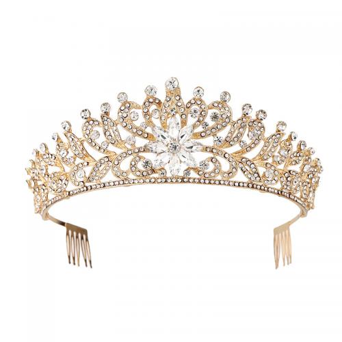 Bridal Tiaras, Tibetan Style, with Rhinestone, fashion jewelry & for woman & with rhinestone, more colors for choice, nickel, lead & cadmium free, Diameter: 16.7cm,Height: 5.2cm, Sold By PC