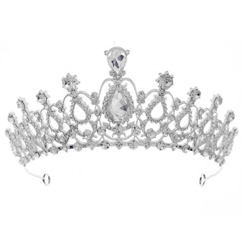 Bridal Tiaras Zinc Alloy with Rhinestone fashion jewelry & for woman & with rhinestone silver color nickel lead & cadmium free 16cm 5.5cm Sold By PC