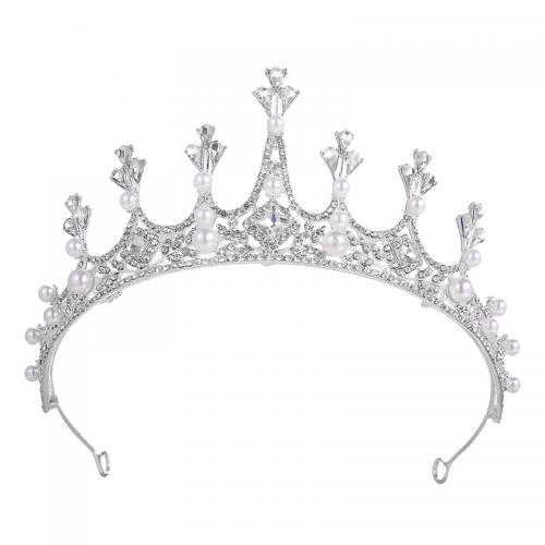 Bridal Tiaras, Tibetan Style, with Rhinestone & Plastic Pearl, fashion jewelry & different styles for choice & for woman & with rhinestone, silver color, nickel, lead & cadmium free, Sold By PC