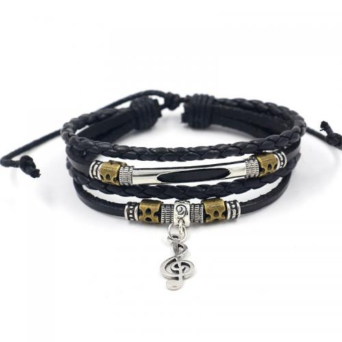 Cowhide Bracelet with Zinc Alloy punk style & Unisex Length Approx 7.3 Inch Sold By PC