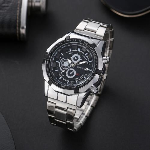 alliage de zinc bracelet de montre, avec verre, Rond, Placage, bijoux de mode & pour homme, plus de couleurs à choisir, 200x36mm, Vendu par PC