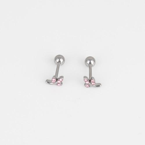 Stainless Steel Belly Ring 316 Stainless Steel fashion jewelry & Unisex & with rhinestone pink nickel lead & cadmium free Sold By Bag