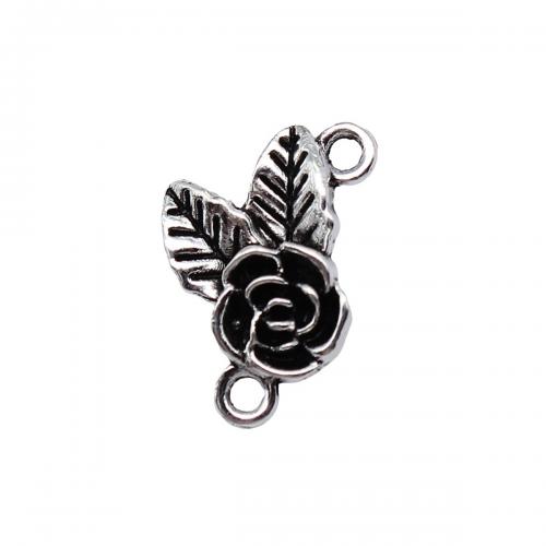 Flower Zinc Alloy Connector antique silver color plated fashion jewelry & DIY & 1/1 loop Sold By PC