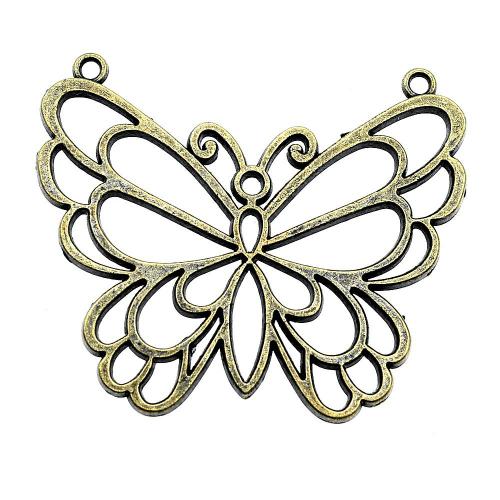 Zinc Alloy Hollow Pendants Butterfly plated vintage & fashion jewelry & DIY & double-hole nickel lead & cadmium free Sold By PC
