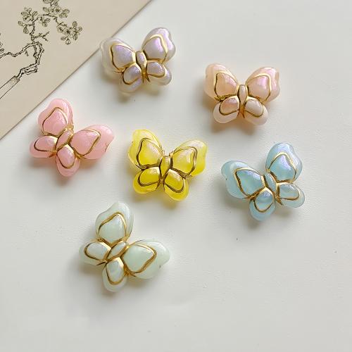 Acryl Schmuck Perlen, Schmetterling, DIY, gemischte Farben, 20x17mm, Bohrung:ca. 1.2mm, ca. 5Taschen/Menge, verkauft von Menge