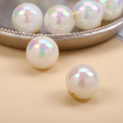 Koraliki plastikowe , Tworzywa ABS perła, Koło, DIY & połowicznie wywiercony, biały, 16mm, sprzedane przez PC