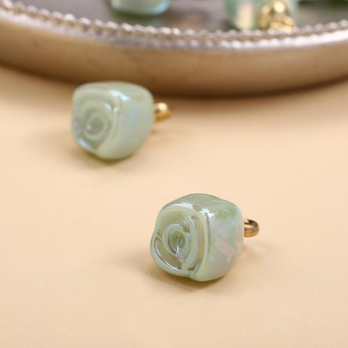 ABS Plastic Pendants Rose DIY green Sold By PC