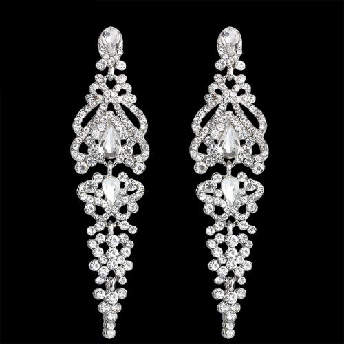 Zinc Alloy Stud Earring fashion jewelry & for bridal & with rhinestone nickel lead & cadmium free Sold By Pair