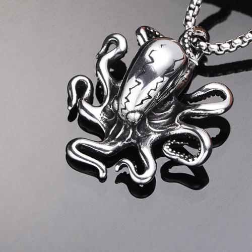 Titanium Steel Necklace, Octopus, fashion jewelry & for man, original color, Length:Approx 60 cm, Sold By PC