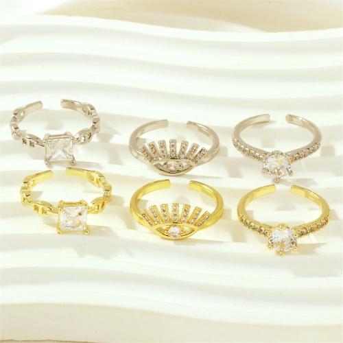 Cubic Zirconia Micro Pave Brass Ring, different styles for choice & micro pave cubic zirconia & for woman, more colors for choice, nickel, lead & cadmium free, minimum inner diameter 17mm, Sold By PC
