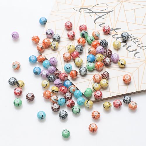 Perles en verre de mode, Rond, DIY, couleurs mélangées, 8mm, Environ 100PC/brin, Vendu par brin