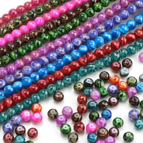 Perles en verre de mode, Rond, DIY, plus de couleurs à choisir, 8mm, Environ 100PC/brin, Vendu par brin