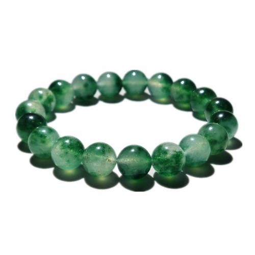Gemstone Bracelets, Grass Chalcedony, Round, fashion jewelry & Unisex & different size for choice, green, Length:Approx 18 cm, Sold By PC