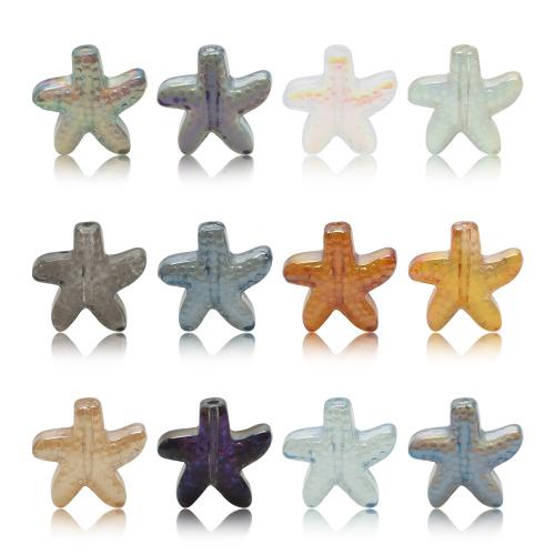 Fashion Glass Beads, Starfish, DIY, more colors for choice, 14x13x4.50mm, Hole:Approx 1.2mm, Approx 30PCs/Bag, Sold By Bag