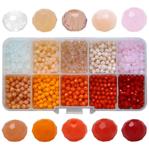 Fashion Glasperler, Glas, med Plastboks, du kan DIY & 10 celler, flere farver til valg, 4mm, Ca. 1000pc'er/Box, Solgt af Box