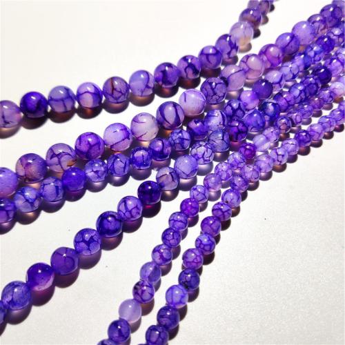Natürliche Drachen Venen Achat Perlen, Drachenvenen Achat, rund, DIY & verschiedene Größen vorhanden, violett, verkauft per ca. 38 cm Strang