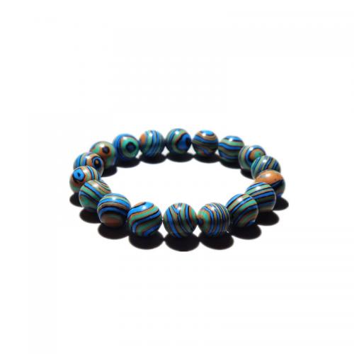 Gemstone Bracelets Malachite Round fashion jewelry & Unisex mixed colors Length Approx 18 cm Sold By PC