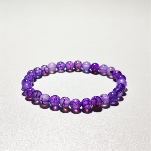 Agate Jewelry Bracelet, Dragon Veins Agate, Round, fashion jewelry & Unisex & different size for choice, purple, Length:Approx 18 cm, Sold By PC