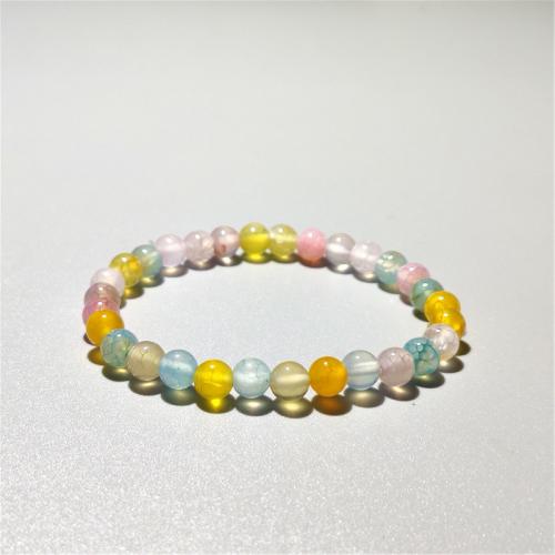 Agate Jewelry Bracelet Dragon Veins Agate Round fashion jewelry & Unisex mixed colors Length Approx 18 cm Sold By PC