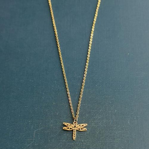 Stainless Steel Jewelry Necklace 304 Stainless Steel Dragonfly plated Length Approx 17 Inch Sold By PC