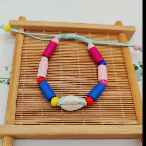 Fashion Create Wax Cord Bracelets, with Shell & Wood, Bat, fashion jewelry & Unisex, more colors for choice, Bracelet length: 15-30cm, Sold By PC