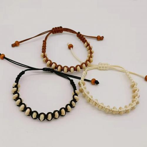 Fashion Create Wax Cord Bracelets, with Wood, fashion jewelry, more colors for choice, Bracelet length: 15-29cm, Sold By PC
