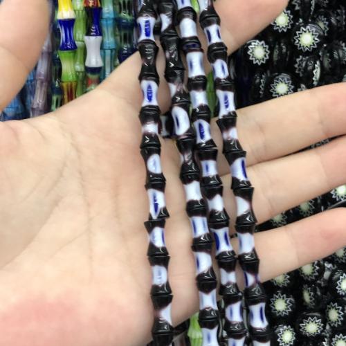 Perles murano faites à la main , chalumeau, bambou, DIY, plus de couleurs à choisir, 7x11mm, Vendu par Environ 38 cm brin
