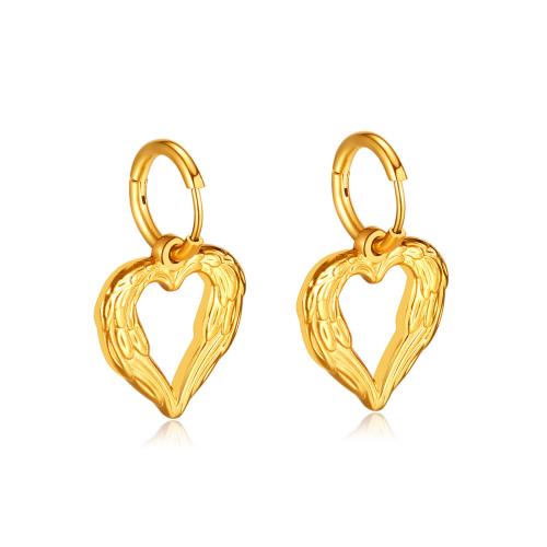 Stainless Steel Lever Back Earring, 304 Stainless Steel, Heart, fashion jewelry & for woman & hollow, gold, 35x20mm, Sold By Pair