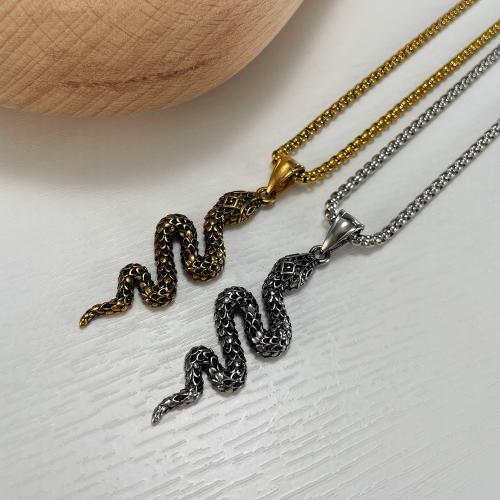 Stainless Steel Jewelry Necklace, 304 Stainless Steel, Snake, plated, fashion jewelry & for man, more colors for choice, nickel, lead & cadmium free, pendant:50x18mm, Sold By PC