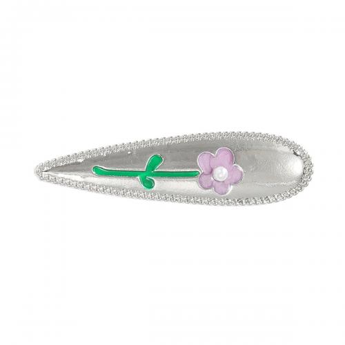 Alligator Hair Clip, Tibetan Style, with Plastic Pearl, fashion jewelry & for woman & enamel, silver color, nickel, lead & cadmium free, 56x15mm, Sold By PC