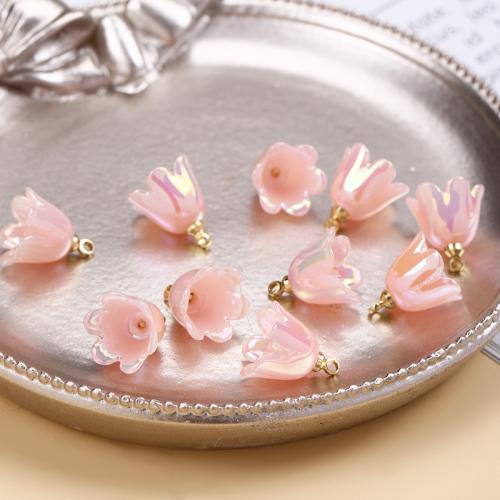 Plastic Pendants Flower plated DIY Approx Sold By Bag