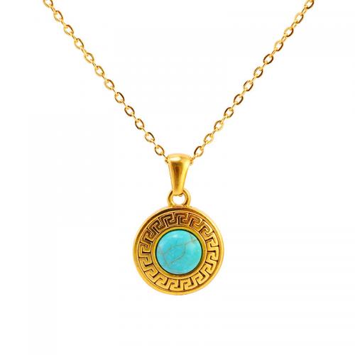 Collier de bijoux en acier inoxydable, Acier inoxydable 304, avec turquoise, Placage, pour femme, plus de couleurs à choisir, Vendu par PC