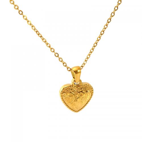 Stainless Steel Jewelry Necklace 304 Stainless Steel Heart plated & for woman golden Sold By PC