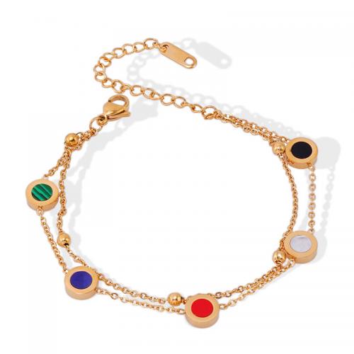 Stainless Steel Jewelry Bracelet, 304 Stainless Steel, with Gemstone, plated, for woman, more colors for choice, Sold By PC