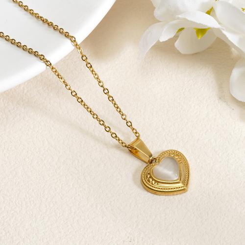 Stainless Steel Jewelry Necklace, 304 Stainless Steel, with Glass, Vacuum Ion Plating, fashion jewelry & for woman, golden, nickel, lead & cadmium free, Length:Approx 50 cm, Sold By PC