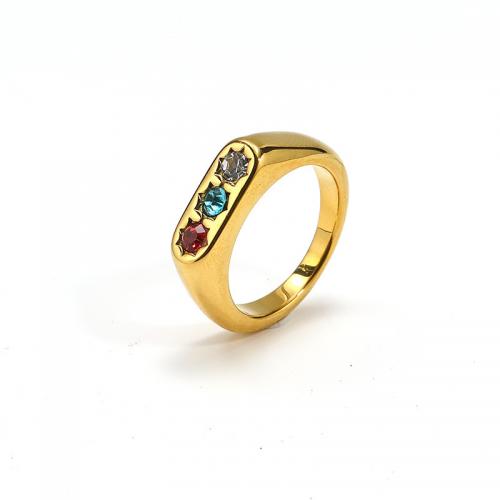 Rhinestone-Edelstahl -Finger-Ring, 304 Edelstahl, mit Strass, Modeschmuck & verschiedene Größen vorhanden & für Frau & mit Strass, keine, frei von Nickel, Blei & Kadmium, verkauft von PC