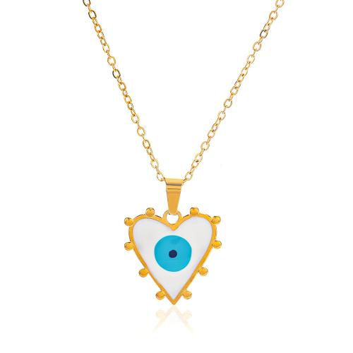 Evil Eye Jewelry Necklace 304 Stainless Steel fashion jewelry & for woman golden nickel lead & cadmium free Length Approx 50 cm Sold By PC