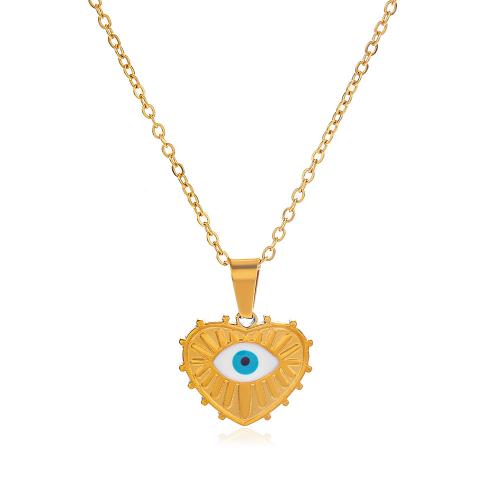 Evil Eye Jewelry Necklace 304 Stainless Steel fashion jewelry & for woman nickel lead & cadmium free 15mm Length Approx 50 cm Sold By PC