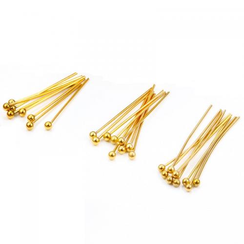 Stainless Steel Headpins, 304 Stainless Steel, Galvanic plating, DIY & different size for choice, golden, 1000PCs/Bag, Sold By Bag