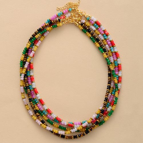 Jade collar, con aleación de zinc, Joyería & para mujer, más colores para la opción, longitud aproximado 16 Inch, Vendido por UD