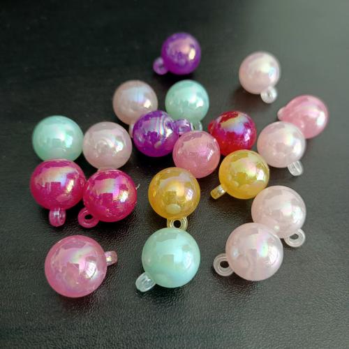 Acrylic Pendants, Round, colorful plated, fashion jewelry & DIY, mixed colors, 14mm, Approx 305PCs/Bag, Sold By Bag