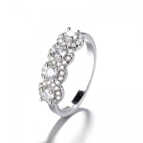 Kubisk Circonia Micro bane messing Ring, platineret, mode smykker & forskellig størrelse for valg & Micro Pave cubic zirconia & for kvinde, klar, nikkel, bly & cadmium fri, Solgt af PC