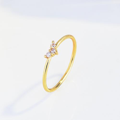 Cubic Zirconia Micro Pave Brass Ring Heart gold color plated fashion jewelry & micro pave cubic zirconia & for woman clear nickel lead & cadmium free Sold By PC