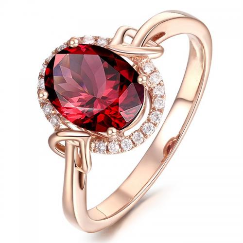 Brass Finger Ring rose gold color plated fashion jewelry & for woman & with rhinestone red nickel lead & cadmium free Sold By PC