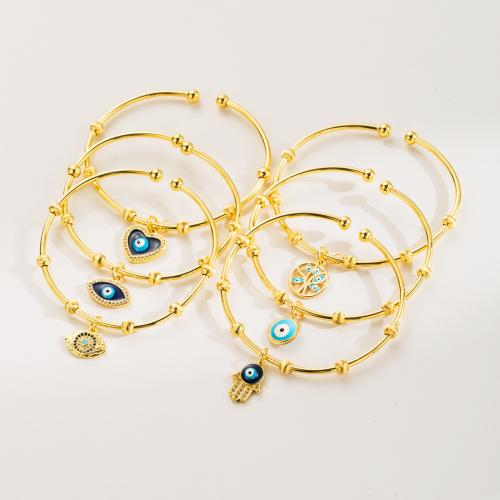 Brass Bracelet & Bangle & for woman & enamel & with rhinestone golden nickel lead & cadmium free Inner Approx 55mm Sold By PC